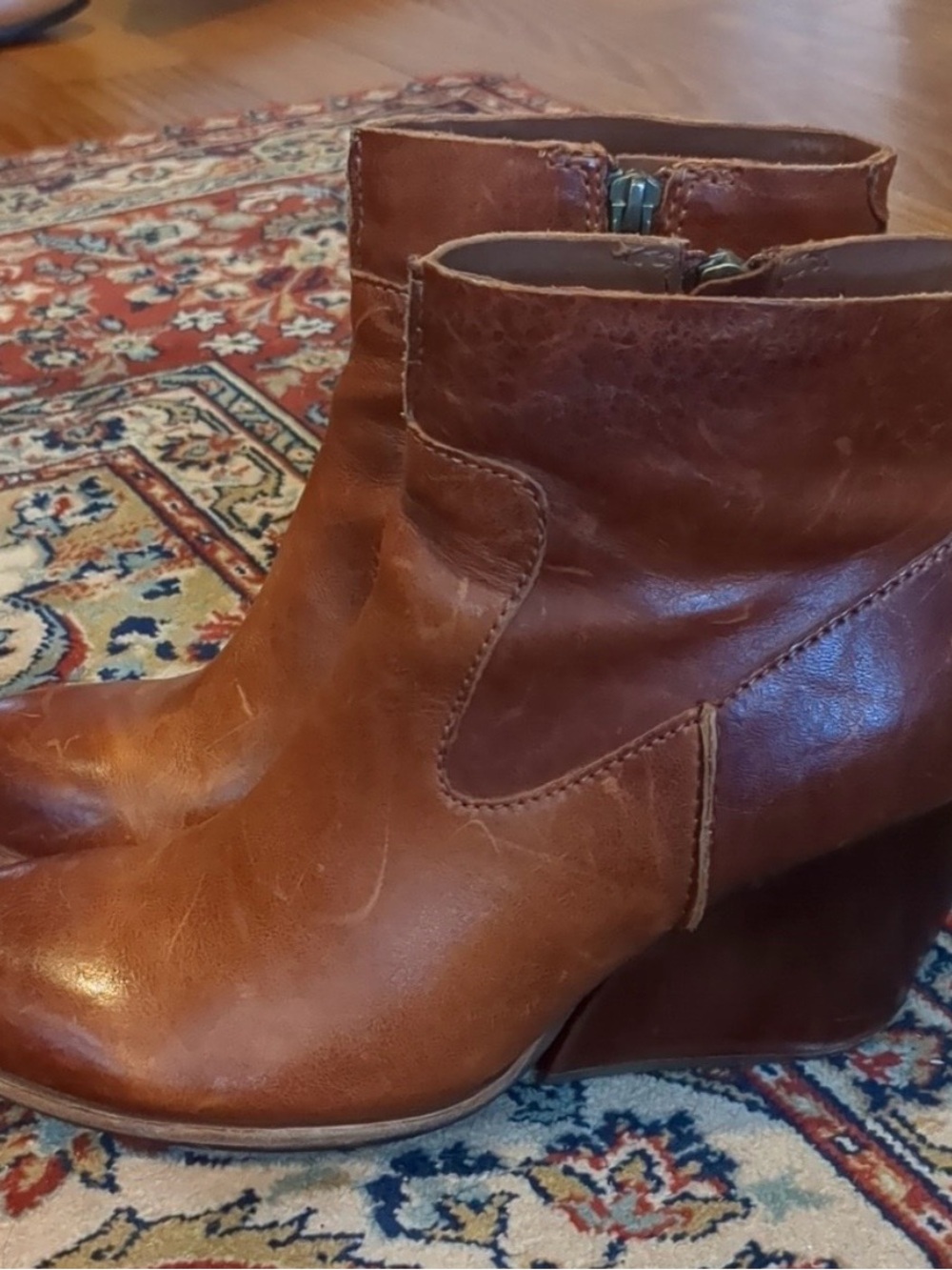 Korkease Womens Michelle Leather Bootie in Color Cruze Brown Cognac